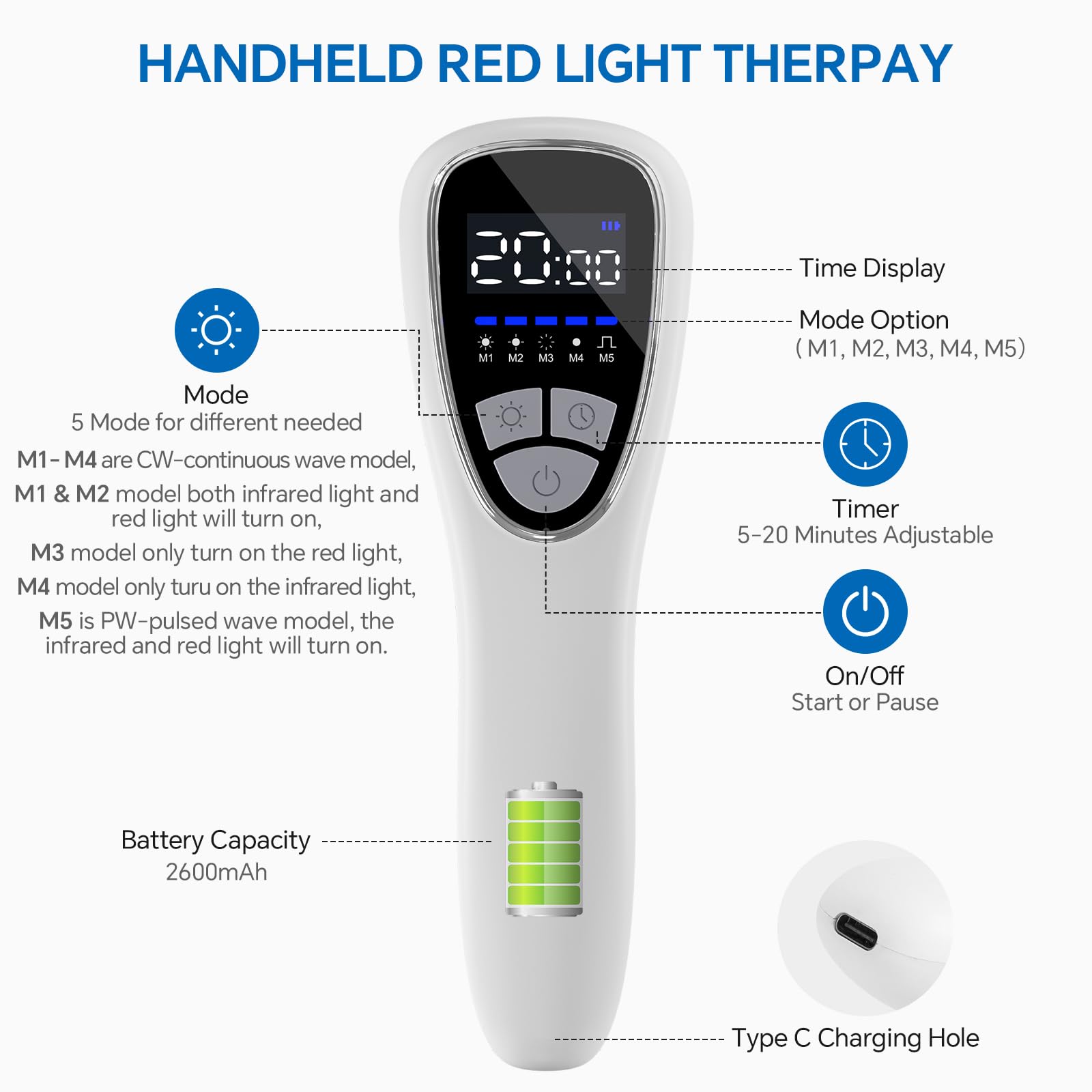 Anyork thérapie lumineuse rouge-infrarouge 6x808nm-12x650nm, détente musculaire