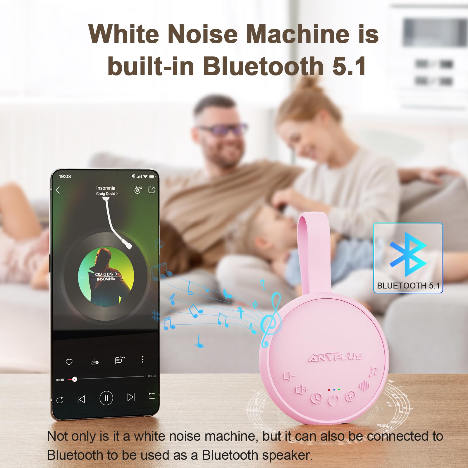ANYPLUS 7 boutons – réglages faciles pour un sommeil personnalisé.