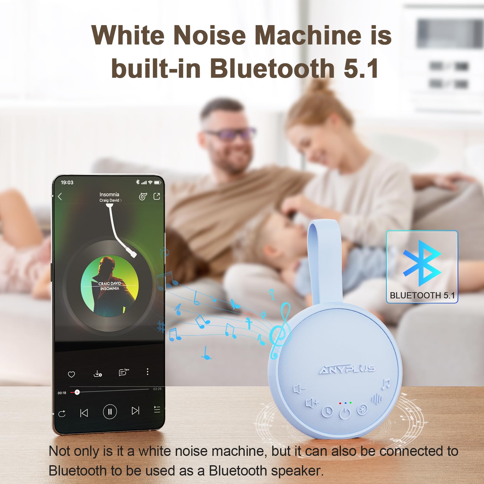 ANYPLUS enceinte-connectee 5-1 avec telephone pour connexion rapide et streaming.