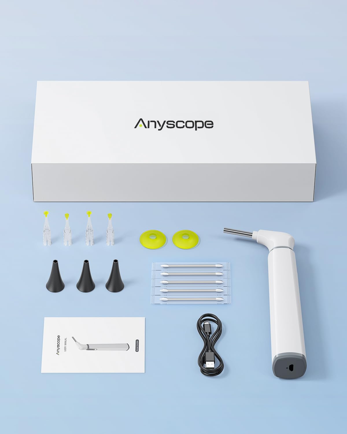 AnyScope batterie rechargeable 1000 mAh: jusqu'à 180 minutes d'utilisation.