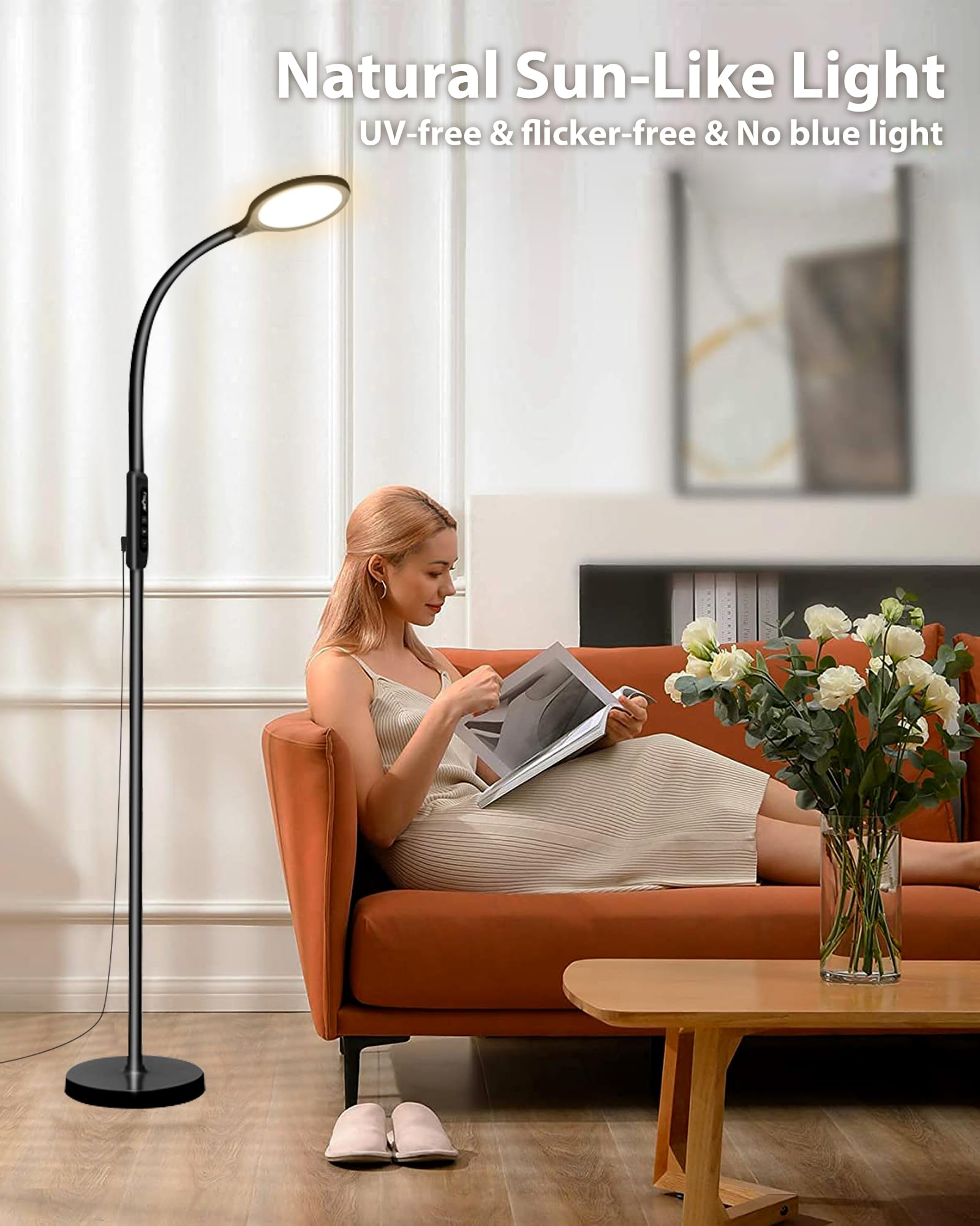 Aoife lampadaire luminothérapie avec 6 modes d’éclairage pour différentes ambiances.