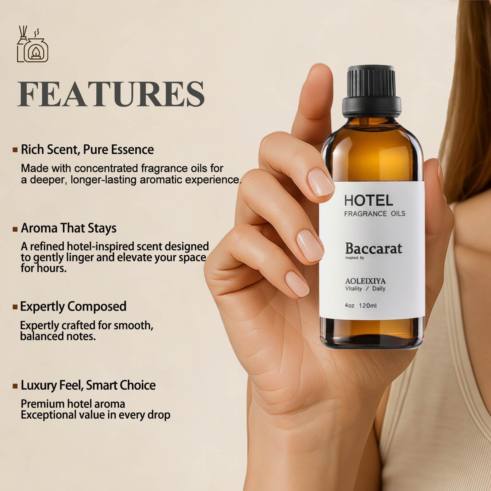 AOLEIXIYA diffuseur ultrasonique Baccarat, ambiance apaisante et durable.