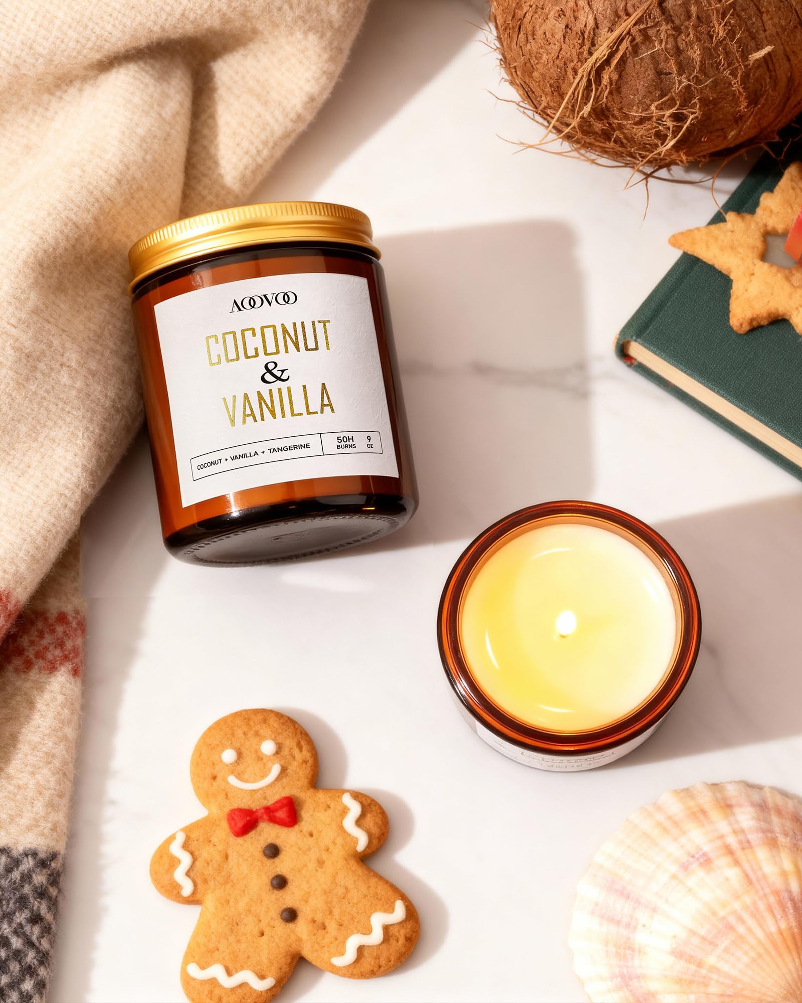 Bougie aromathérapie AOOVOO, utilisation domestique apaisante et relaxante.