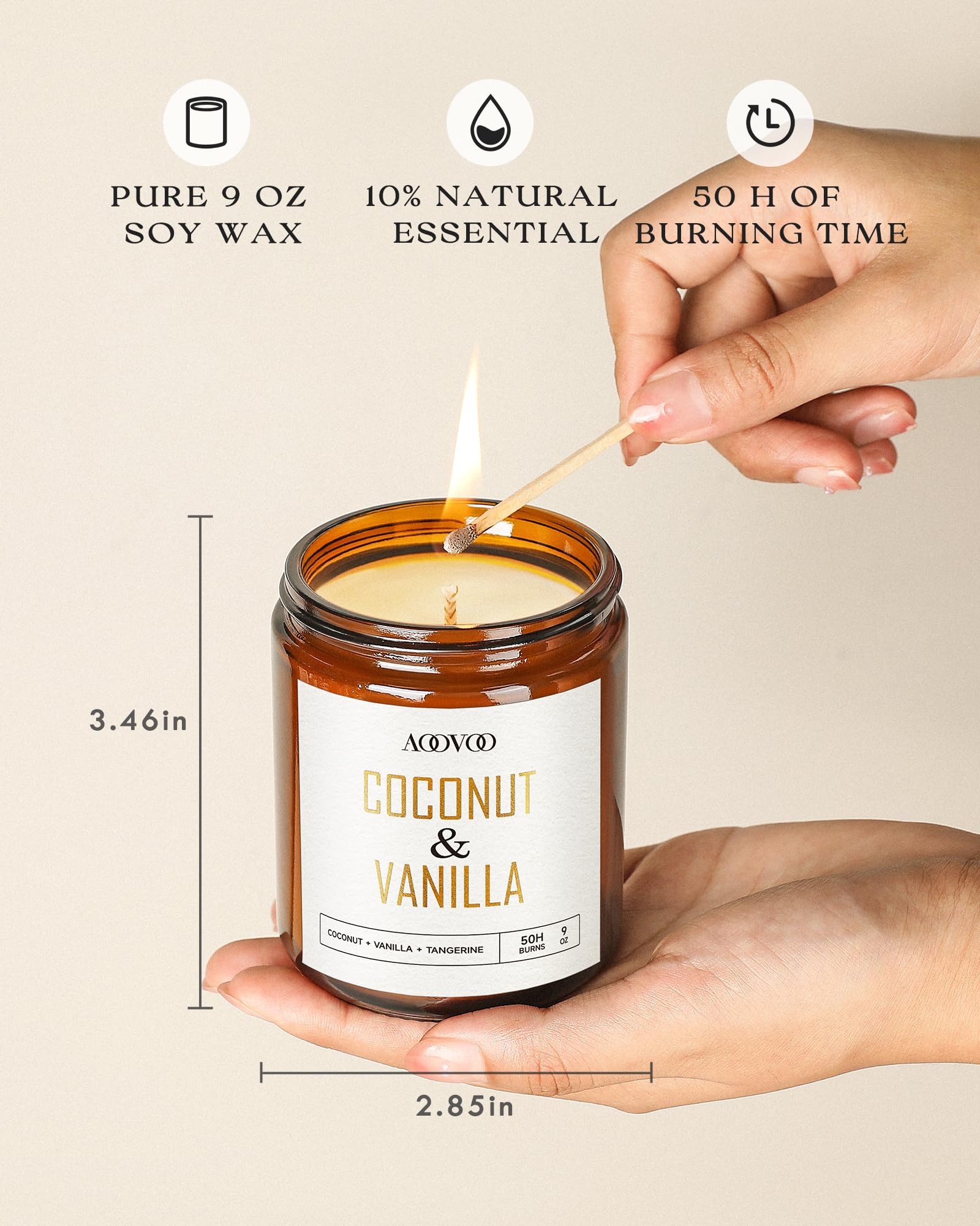 Cire de soja 100% AOOVOO, bougie longue durée et plus saine.