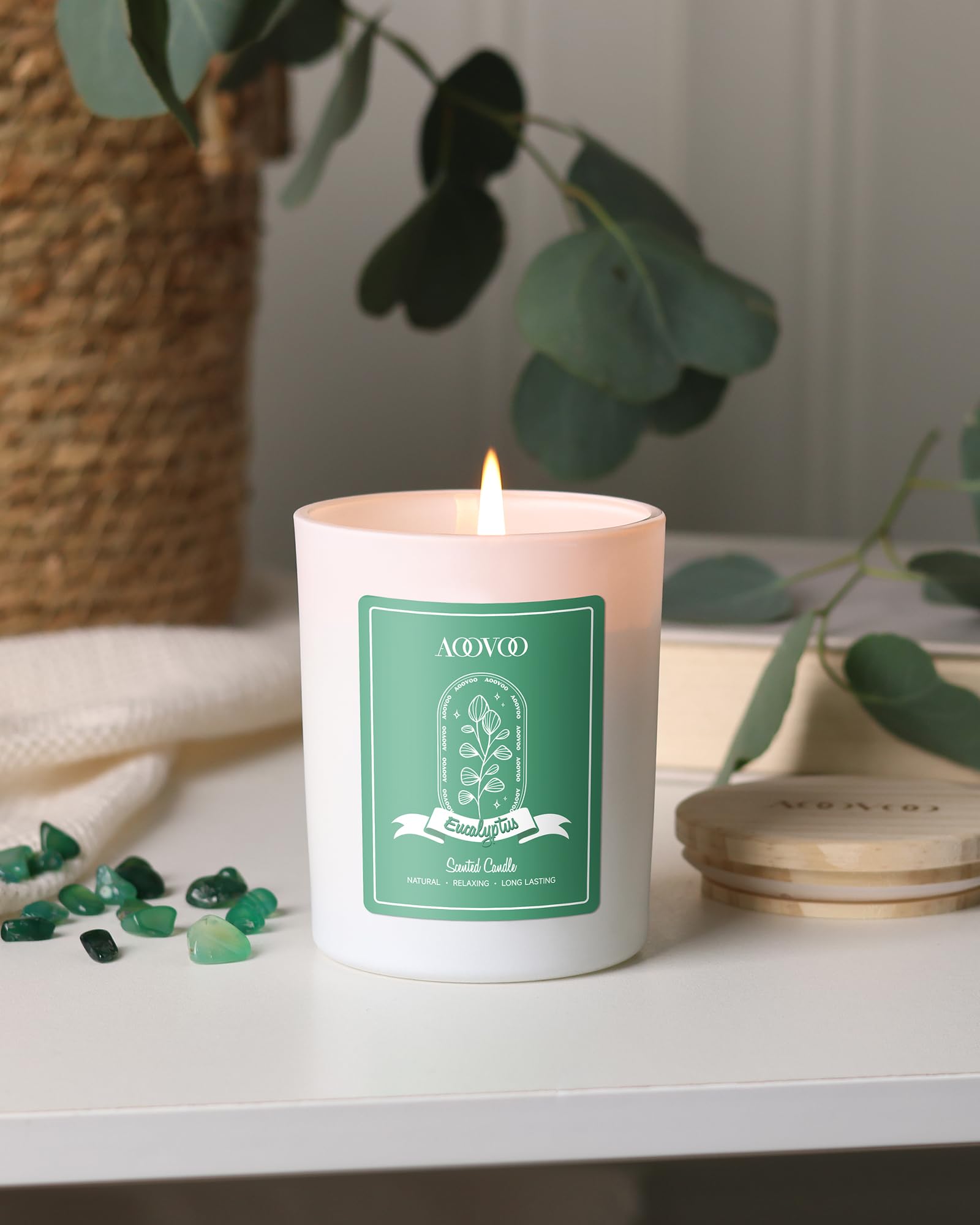 Bougie AOOVOO Eucalyptus cire de soja pour une combustion propre
