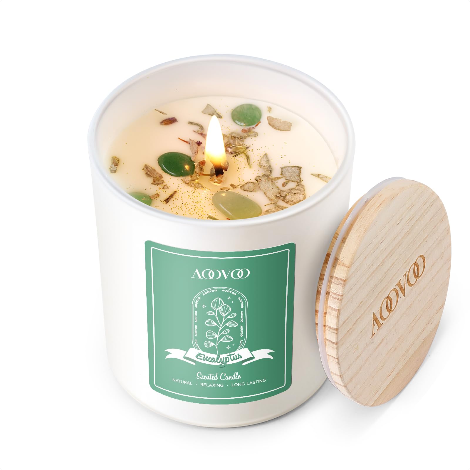 Bougie AOOVOO Eucalyptus dégageant une fragrance fraîche et durable pour votre salon