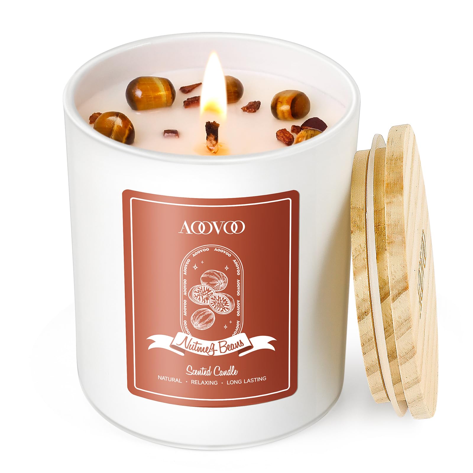 AOOVOO Bougie feves-noix-de-muscade – ambiance automne et cocooning durable.