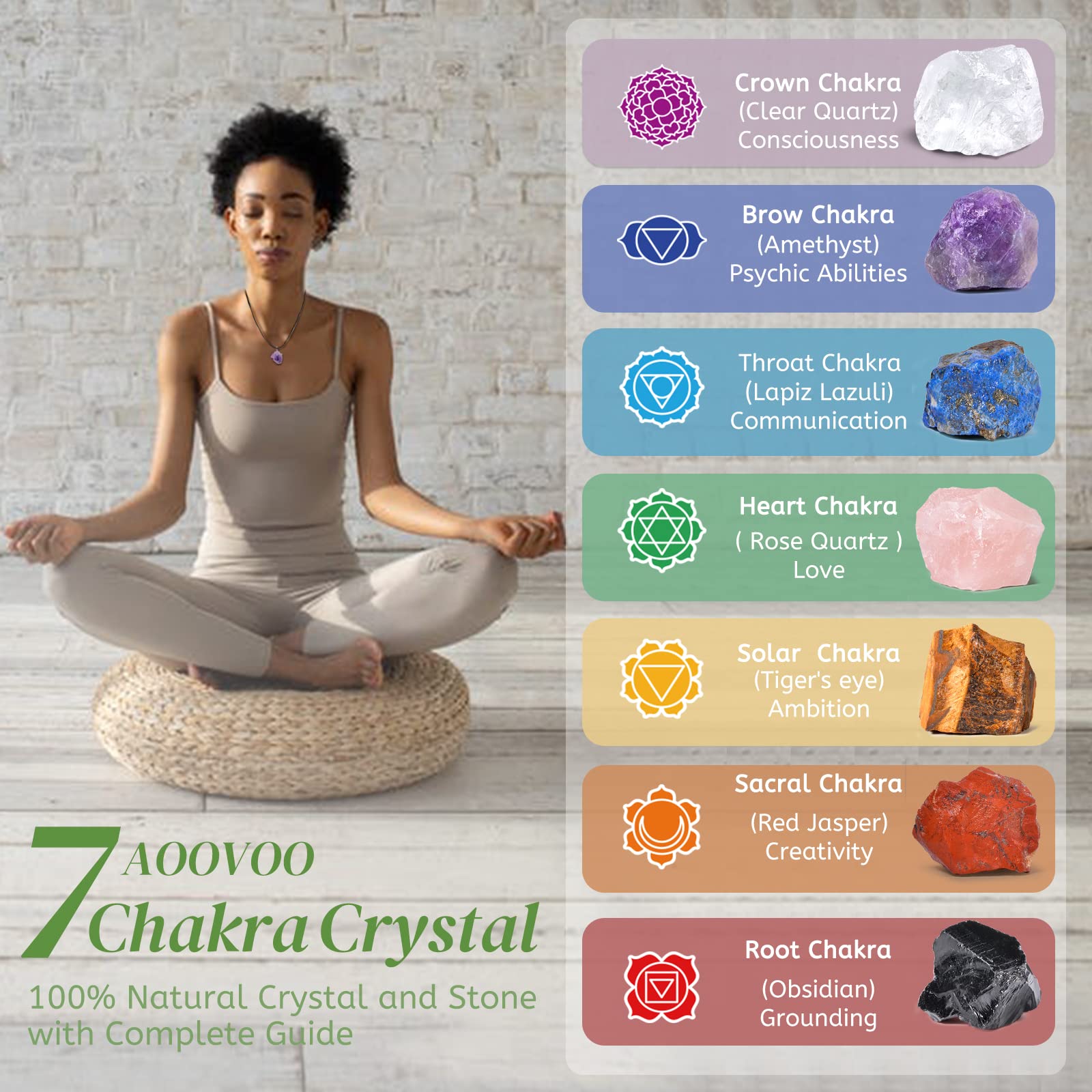 AOOVOO collier cristal rose quartz, accessoire apaisant et décoration élégante.
