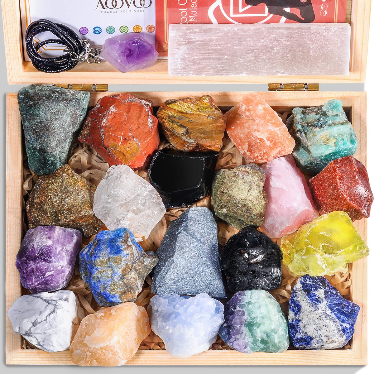 AOOVOO ensemble cristaux 31 pièces, parfait pour méditation et équilibre.