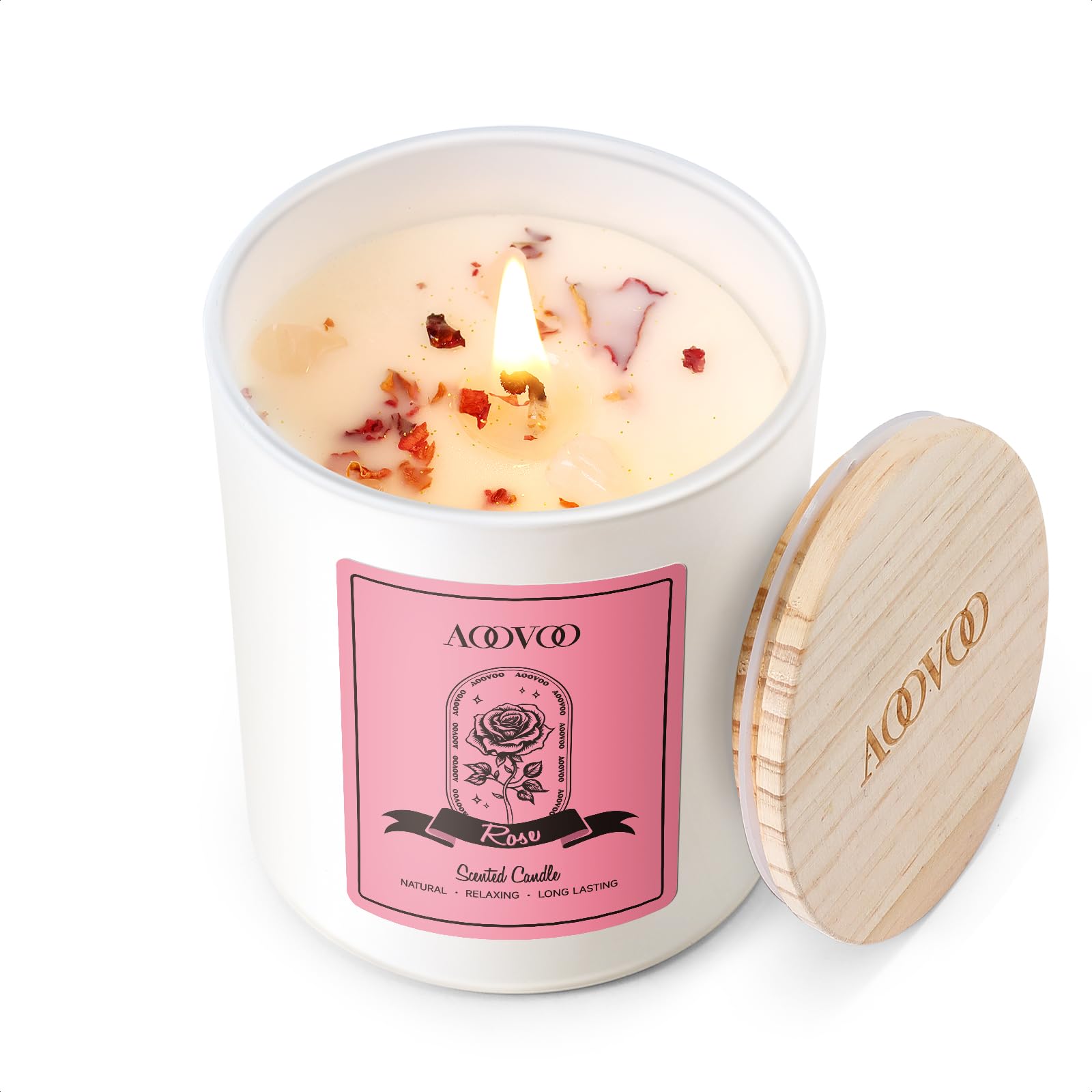 Bougie AOOVOO Rose: senteur florale riche, parfaite pour une ambiance romantique.