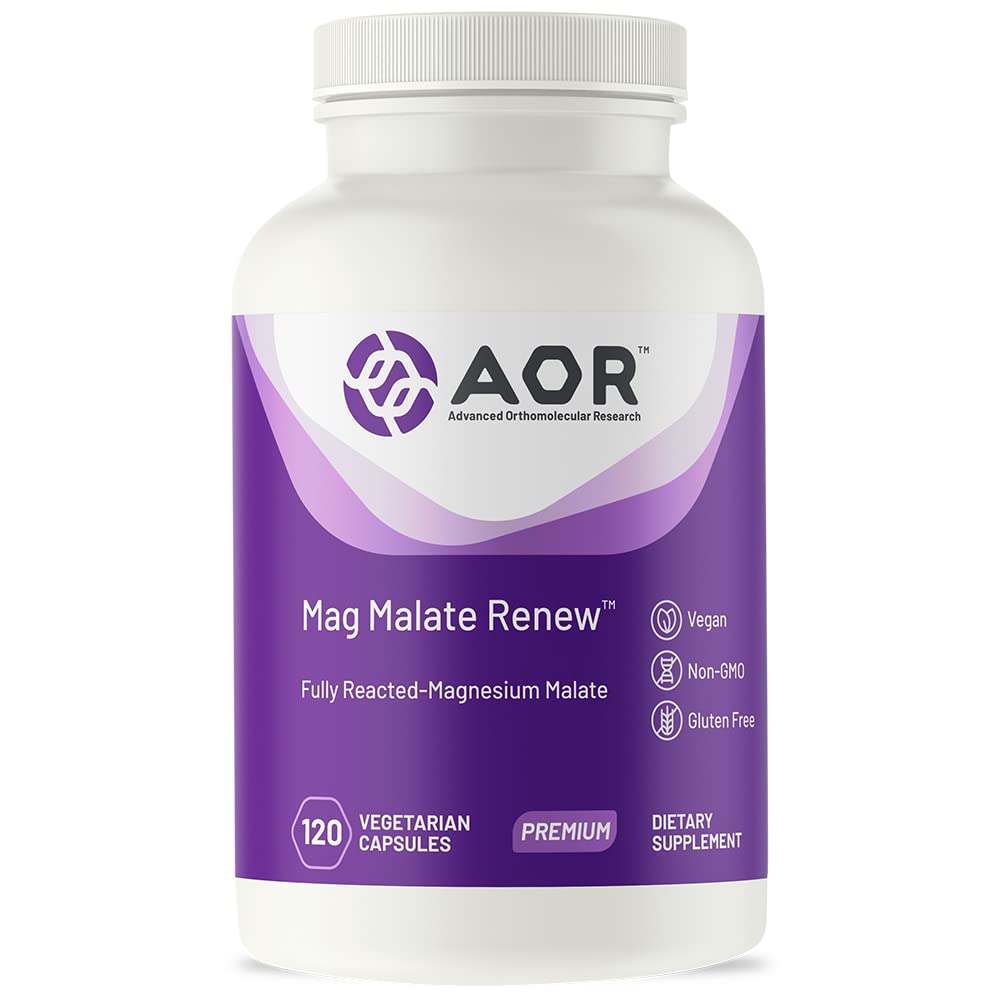 AOR Mag Malate Renew — Bouteille visible, soutien potentiel à la fonction musculaire et à l'énergie.