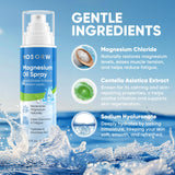 AOSORW spray magnésium appliqué sur la peau pour relaxer les muscles après l'effort.