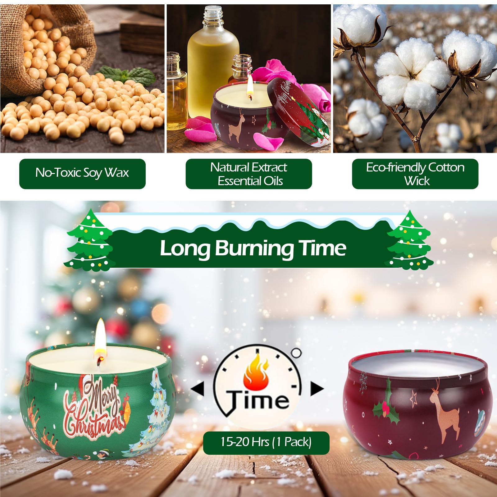 Emballage Noël Aottom, motifs festifs sur le coffret cadeau.
