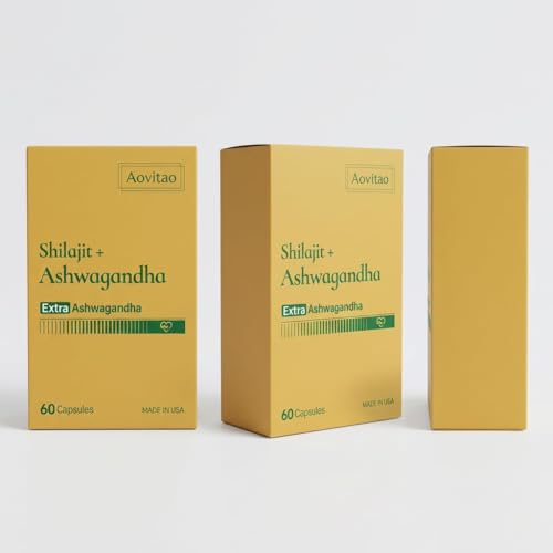 AOVITAO Shilajit et Ashwagandha – capsule à côté d'un plan journalier