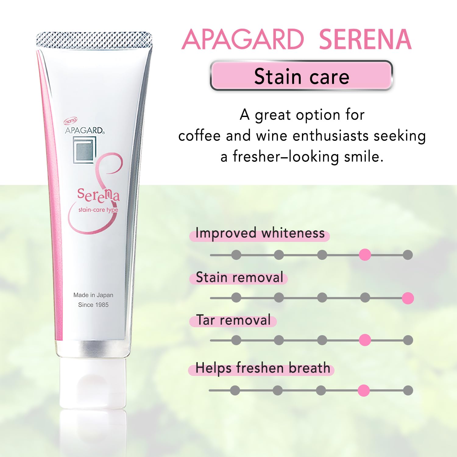 APAGARD Serena reminéralisation émail nano-hydroxyapatite, soutien possible à l’éclat et à la texture