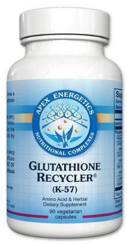 apex energetics glutathion recycleur k57, flacon de 90 capsules, soutien potentiel des processus antioxydants cellulaires.