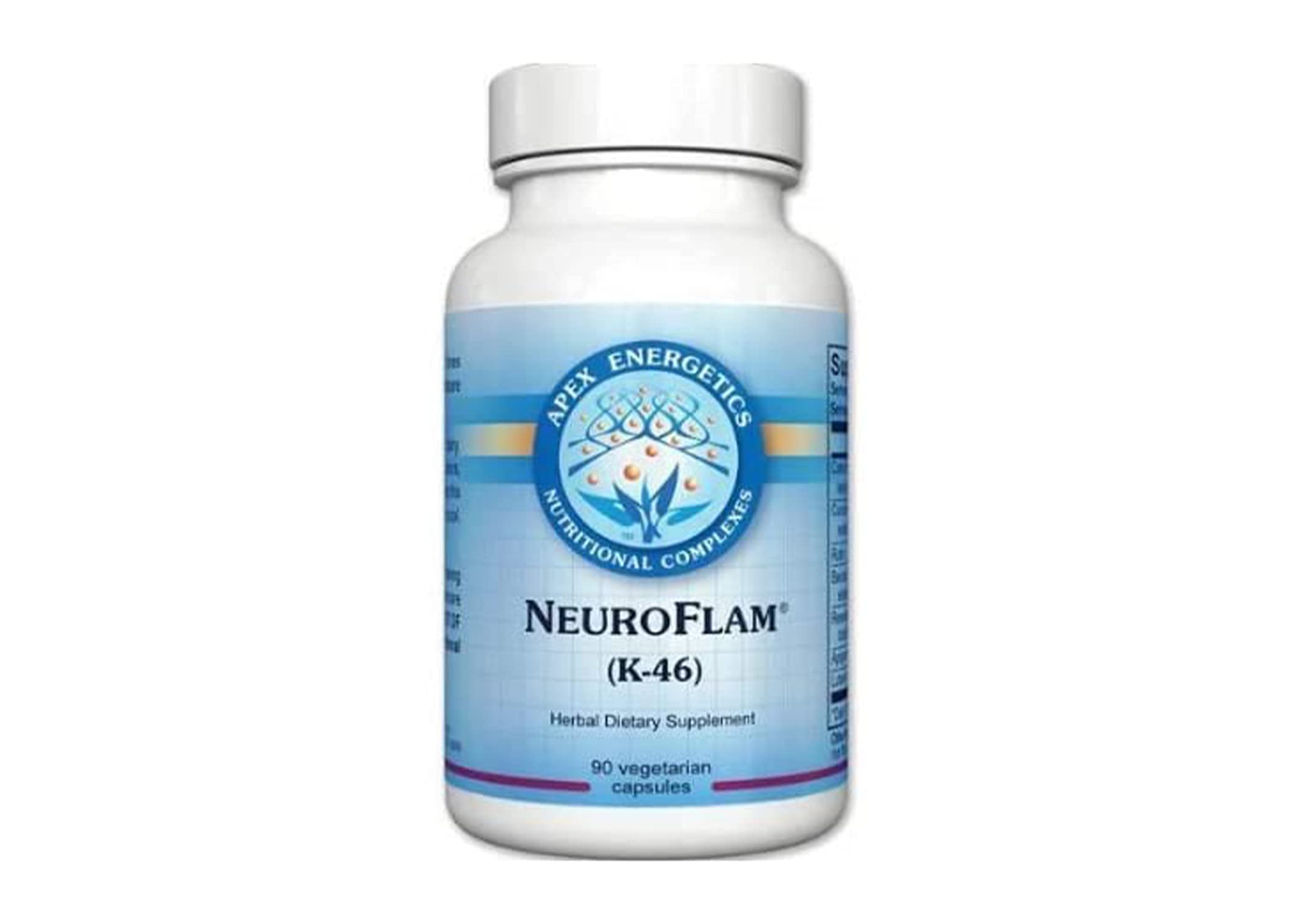 Apex Energetics NeuroFlam K-46 – emballage clair présentant les capsules.