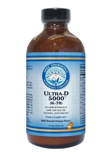 Apex Energetics Ultra-D 5000, émulsion vitamine D huile foie morue et genisteine, soutien potentiel du métabolisme.