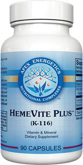 HemeVite Plus d'Apex Energetics, bouteille, soutien potentiel de l'absorption du fer et de l'hémoglobine