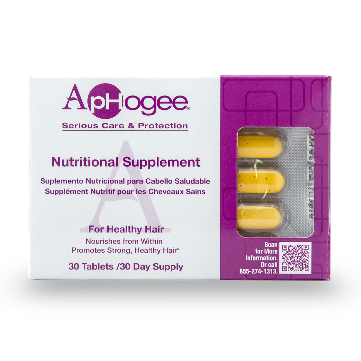 Aphogee – bouteille du complément capillaire, soutien potentiel à la croissance et à la brillance.