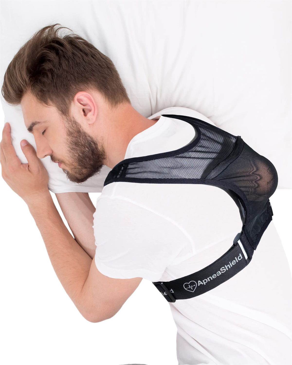 ApneaShield gilet pression dos, favorise une position latérale confortable.