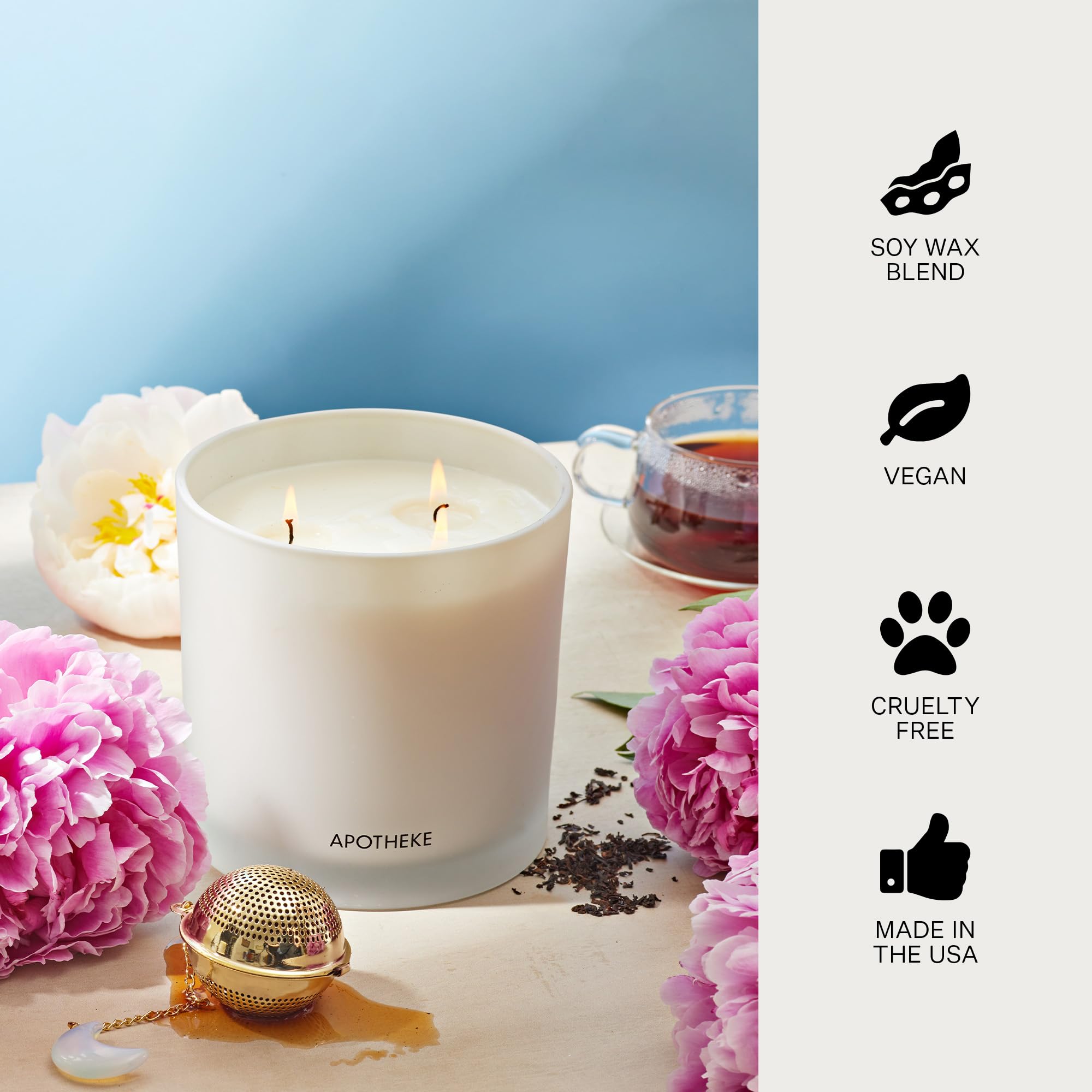 Cire de soja et mèche coton APOTHEKE, option plus sûre pour la maison.