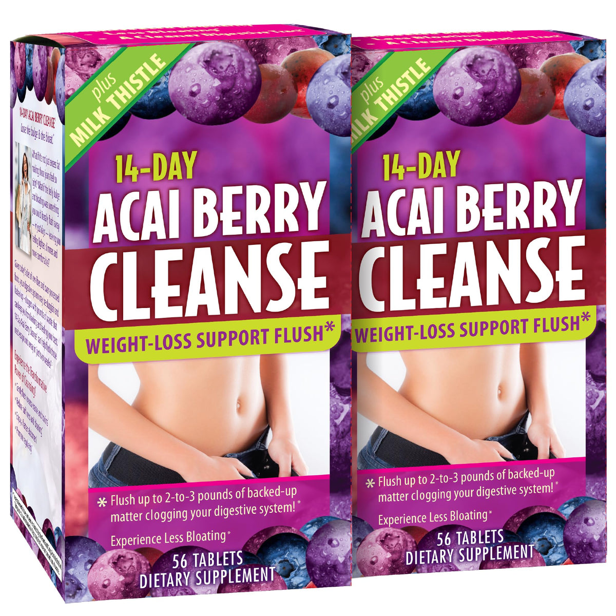 Applied Nutrition Acai Cleanse bouteille ouverte avec des comprimés faciles à prendre