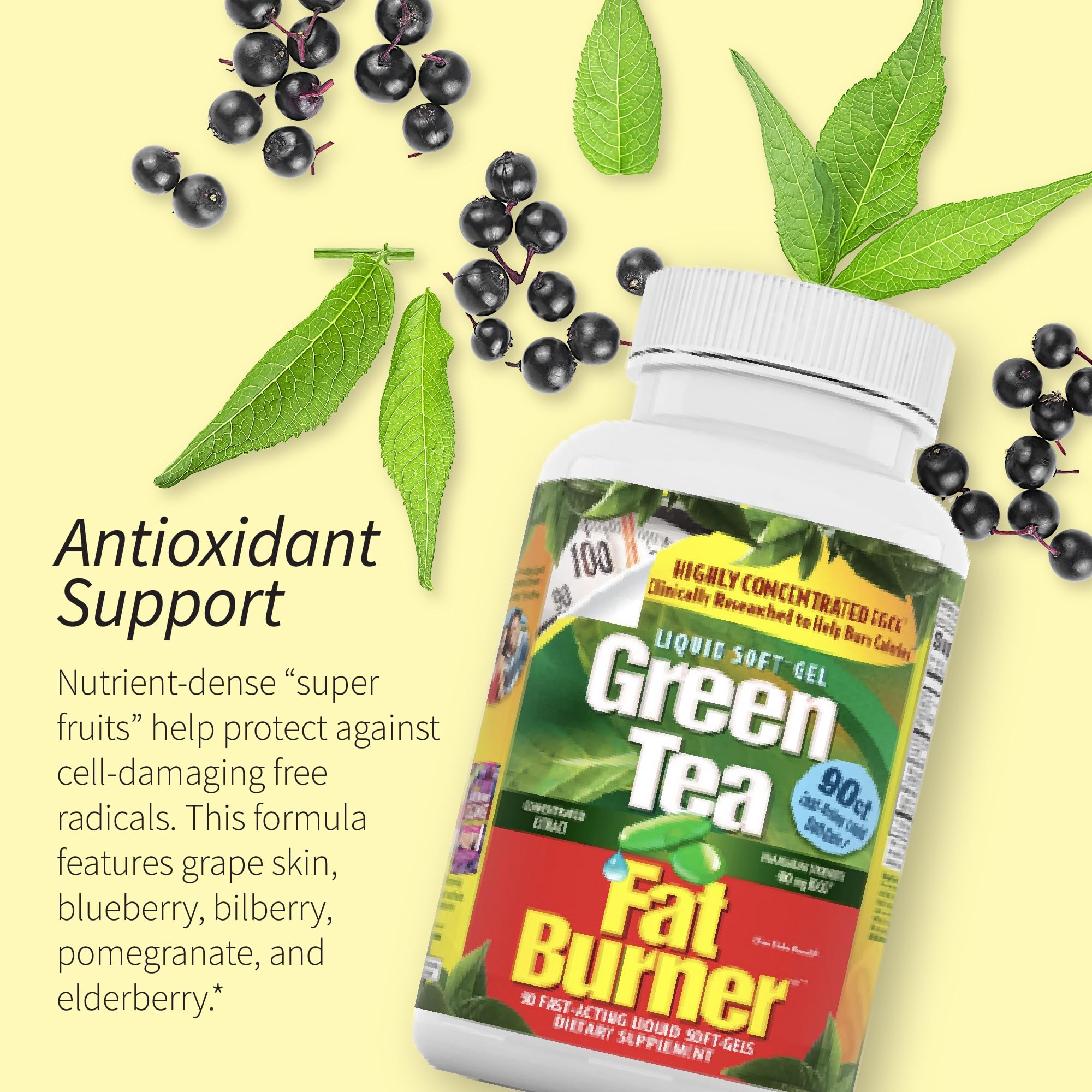 Applied Nutrition Green Tea Fat Burner : emballage clair reflétant le produit et les ingrédients.