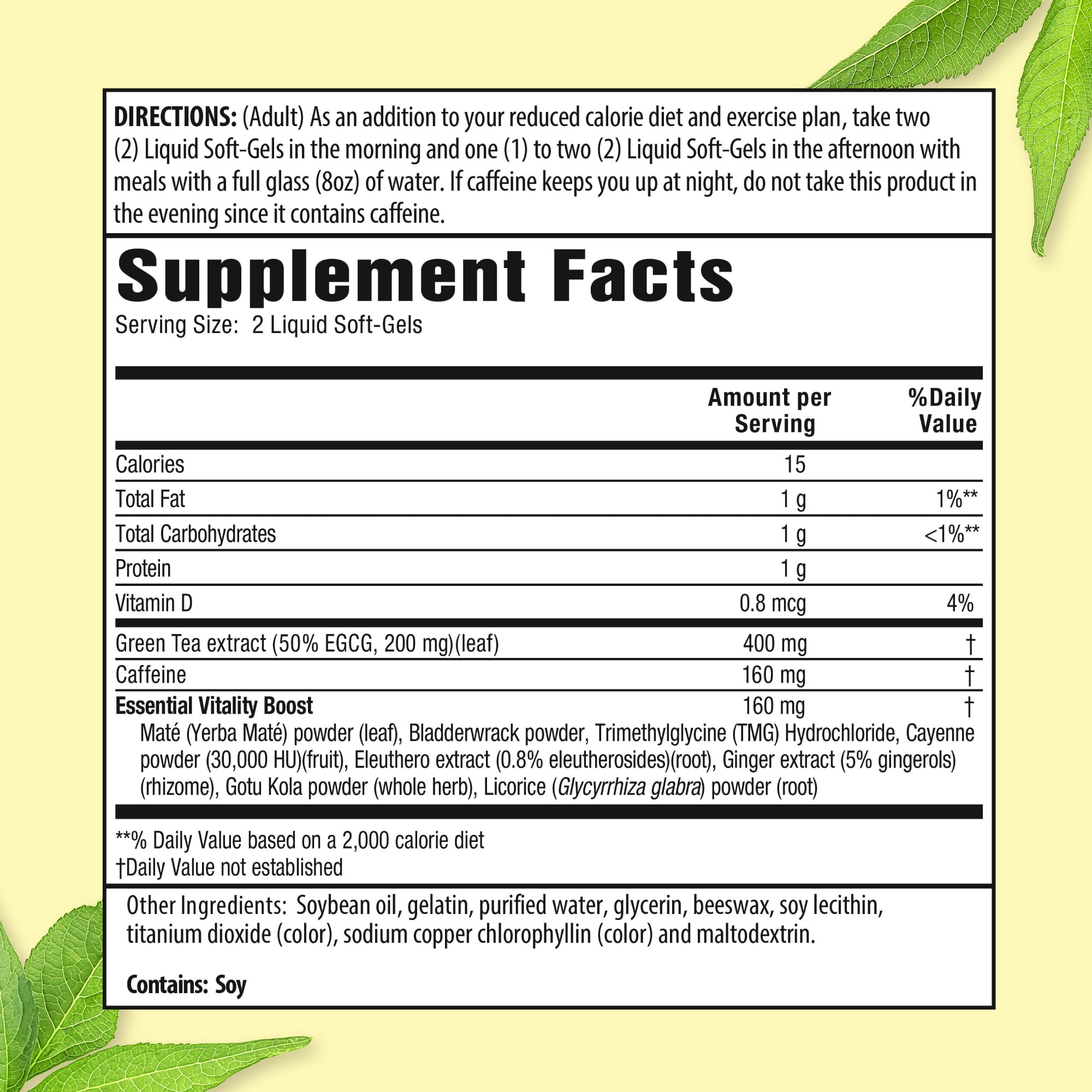 Applied Nutrition Green Tea Fat Burner gelules liquides, concentré facile à avaler et rapide.