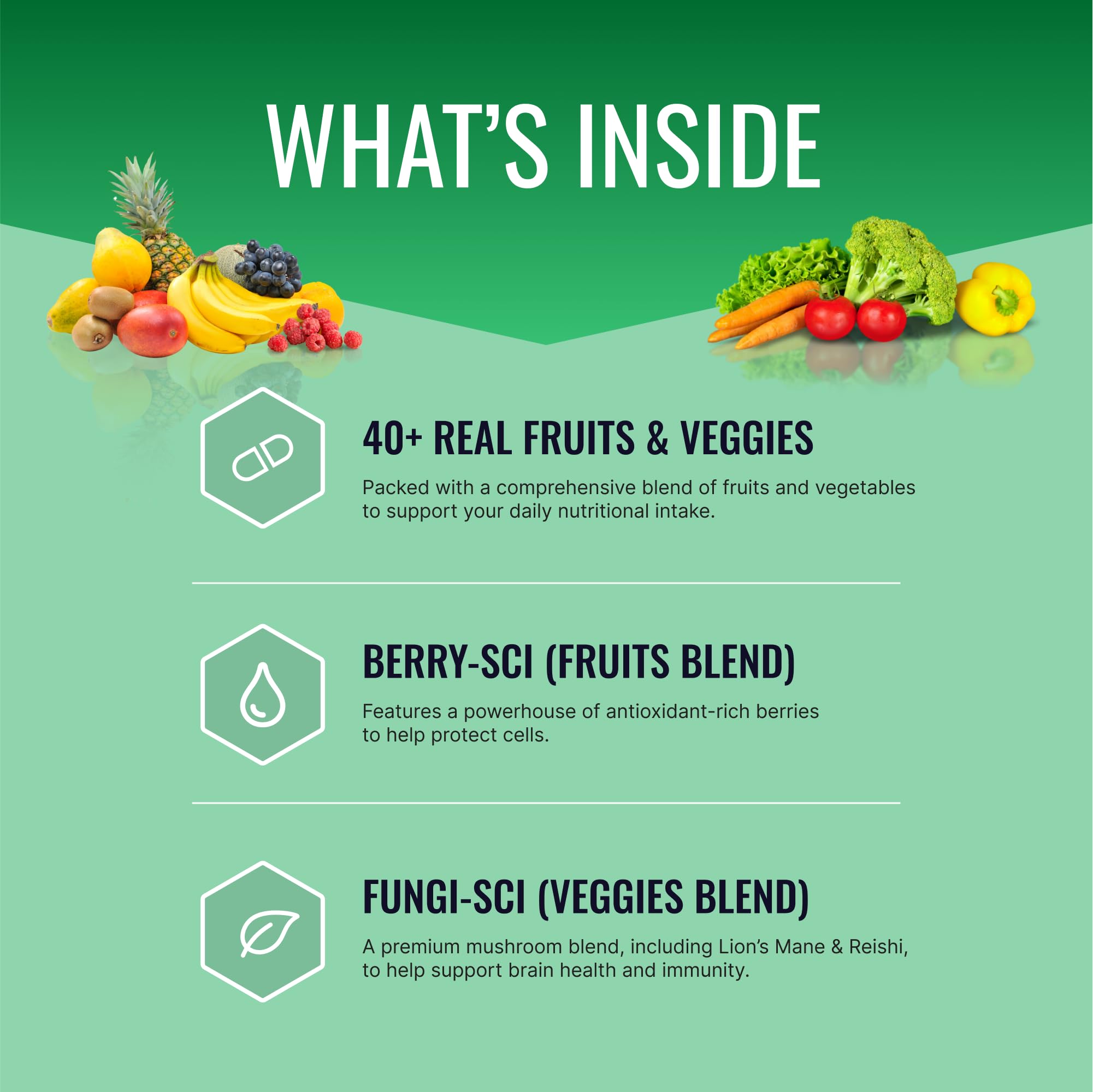 Bouteille Approved Science Fruits et Légumes pour prise quotidienne pratique.