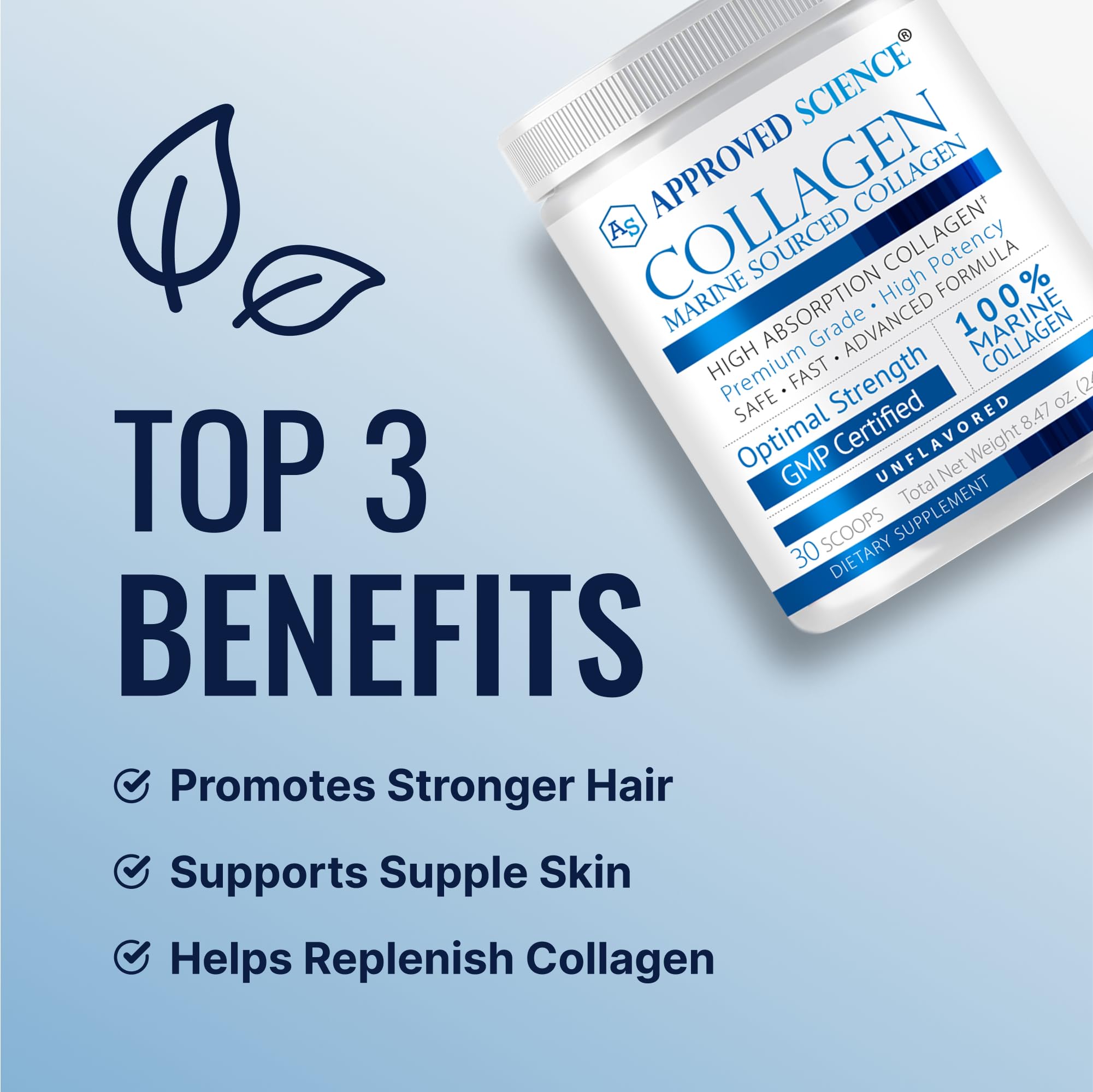 Approved Science Collagène Poudre – texture fine se mélange aisément dans les smoothies.