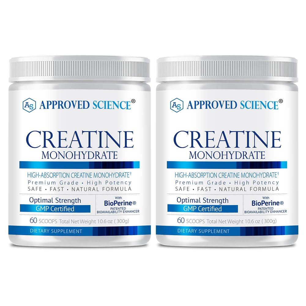 Approved Science Créatine Monohydrate — bouteille prête à soutenir la force.