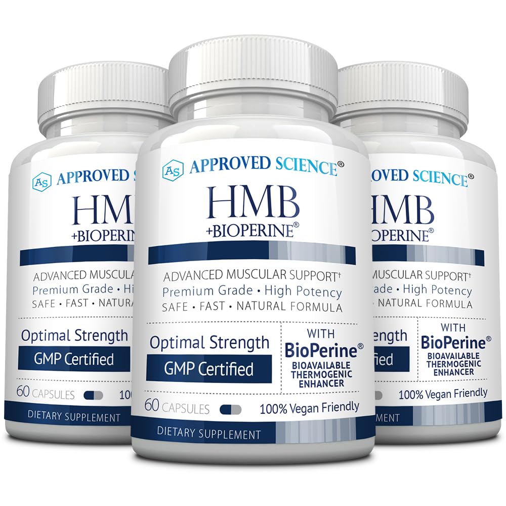 Flacon Approved Science HMB 1500 mg, soutien potentiel à la masse musculaire et à l’endurance.