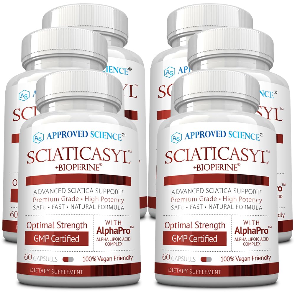 Approved Science Sciaticasyl – bouteille-capsules-360 pour le soutien nerveux potentiel.