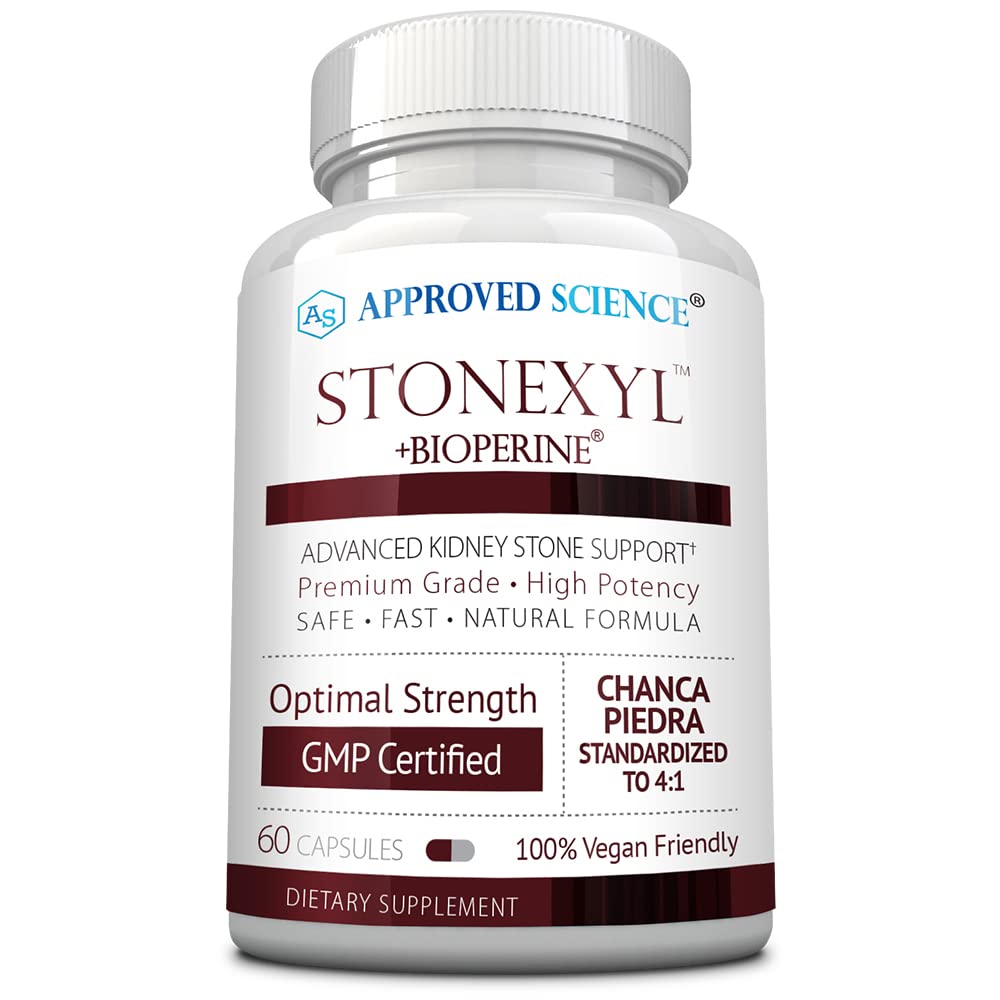 Approved Science Stonexyl, flacon Chanca Piedra 450 mg pour usage quotidien.