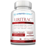 Approved Science Uritrac – bouteille face avant, soutien potentiel pour le confort urinaire.