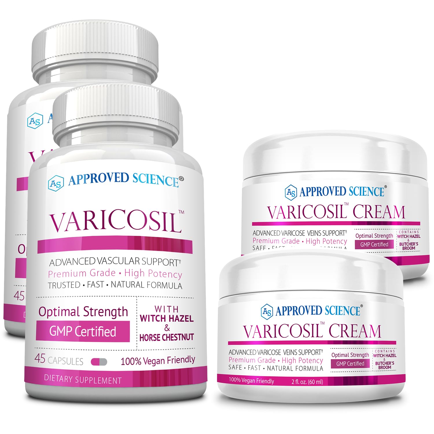 Approved Science Varicosil capsules – bouteille: soutien potentiel à la circulation grâce à des extraits végétaux.