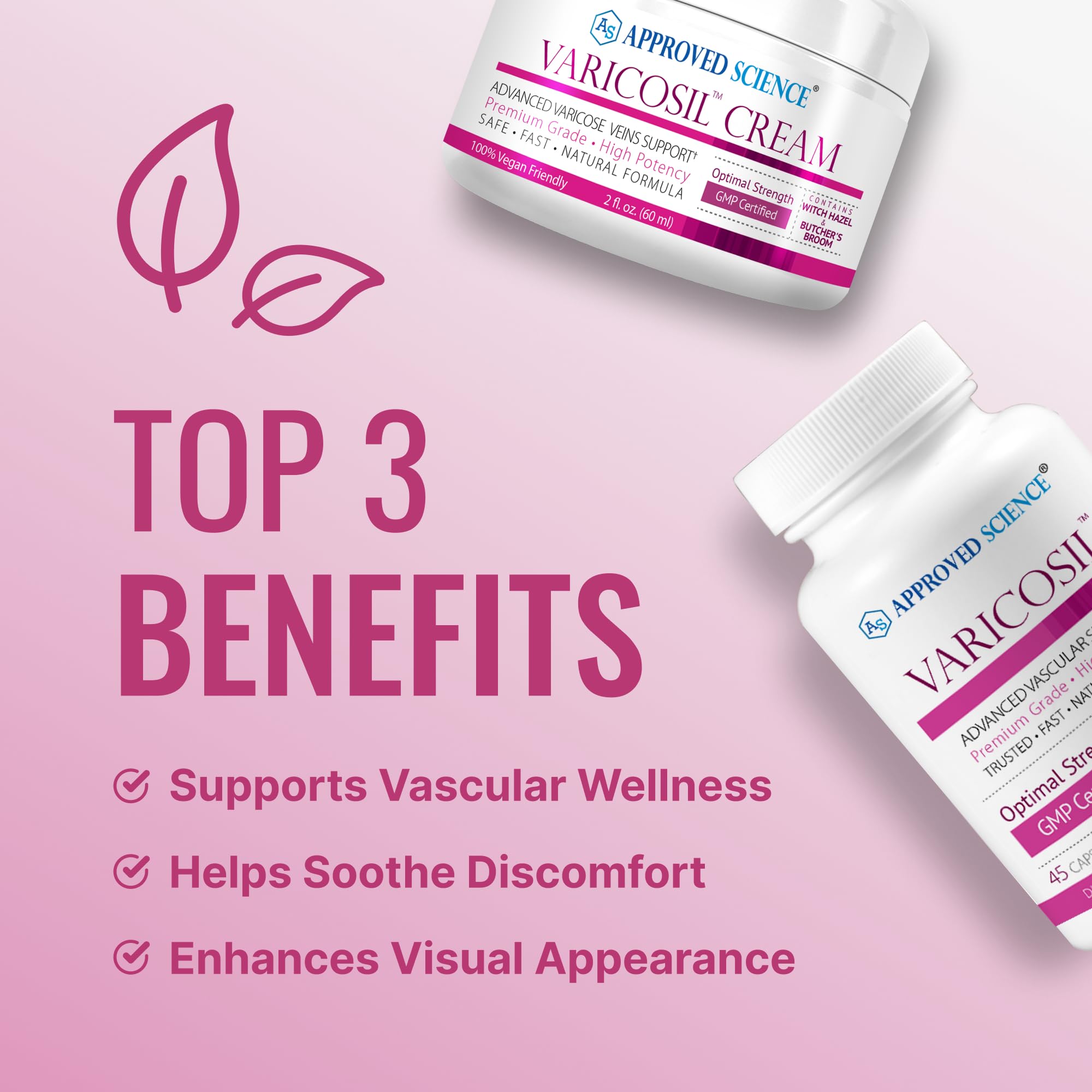 Approved Science Varicosil crème – tube: application locale pour une sensation rafraîchissante.