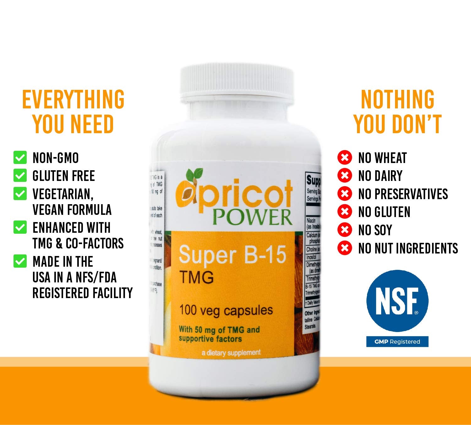 Apricot Power Super B-15, etiquette: informations claires pour une utilisation quotidienne.