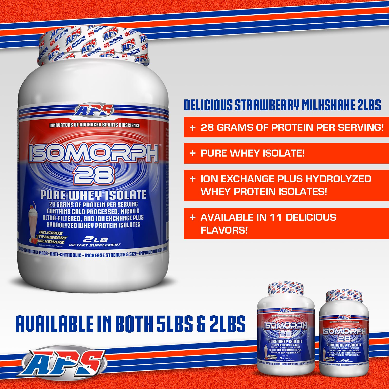 Texture crémeuse IsoMorph 28, goût fraise, boisson agréable.