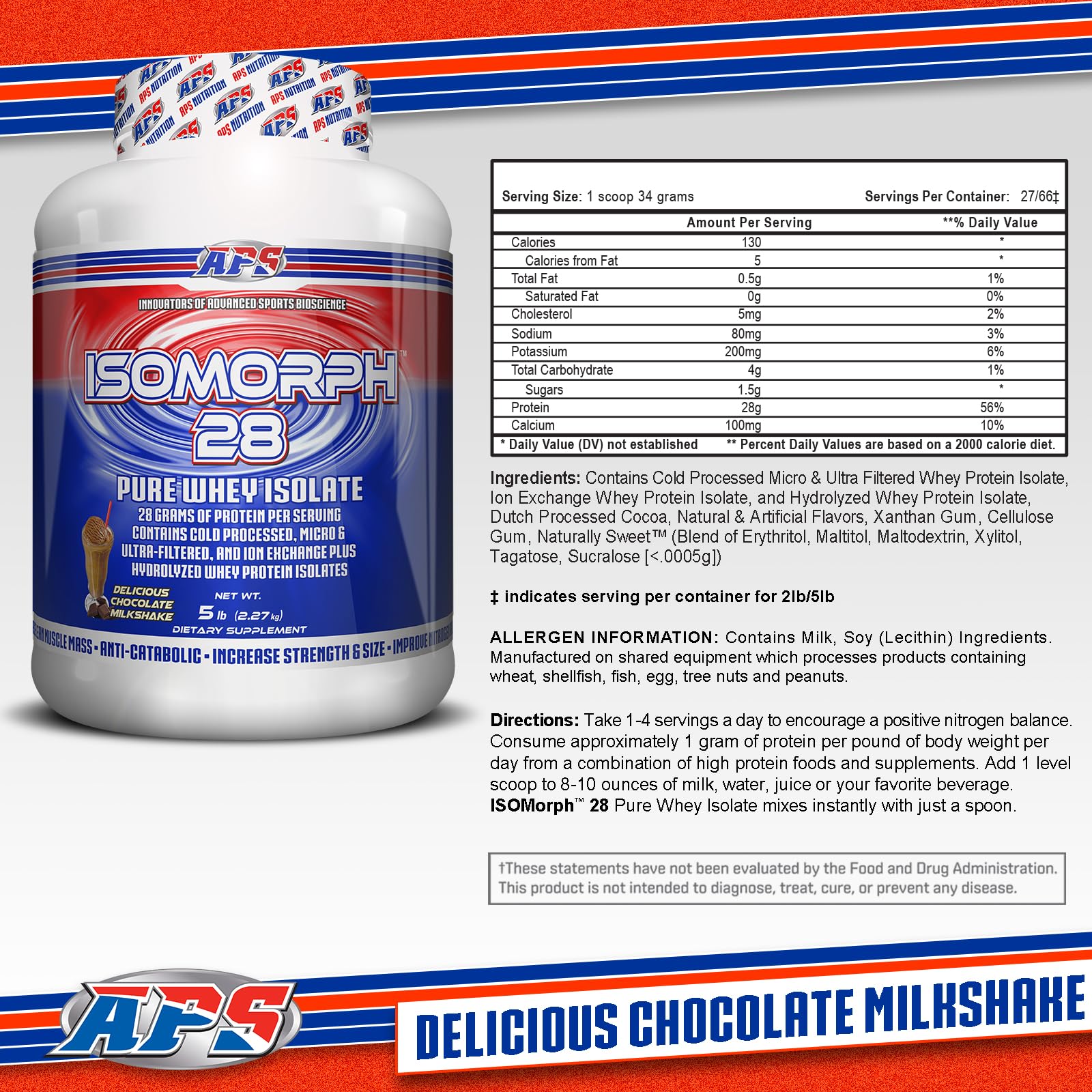 APS Nutrition IsoMorph 28 en bocal chocolat, poudre isolee, ideale pour routine.