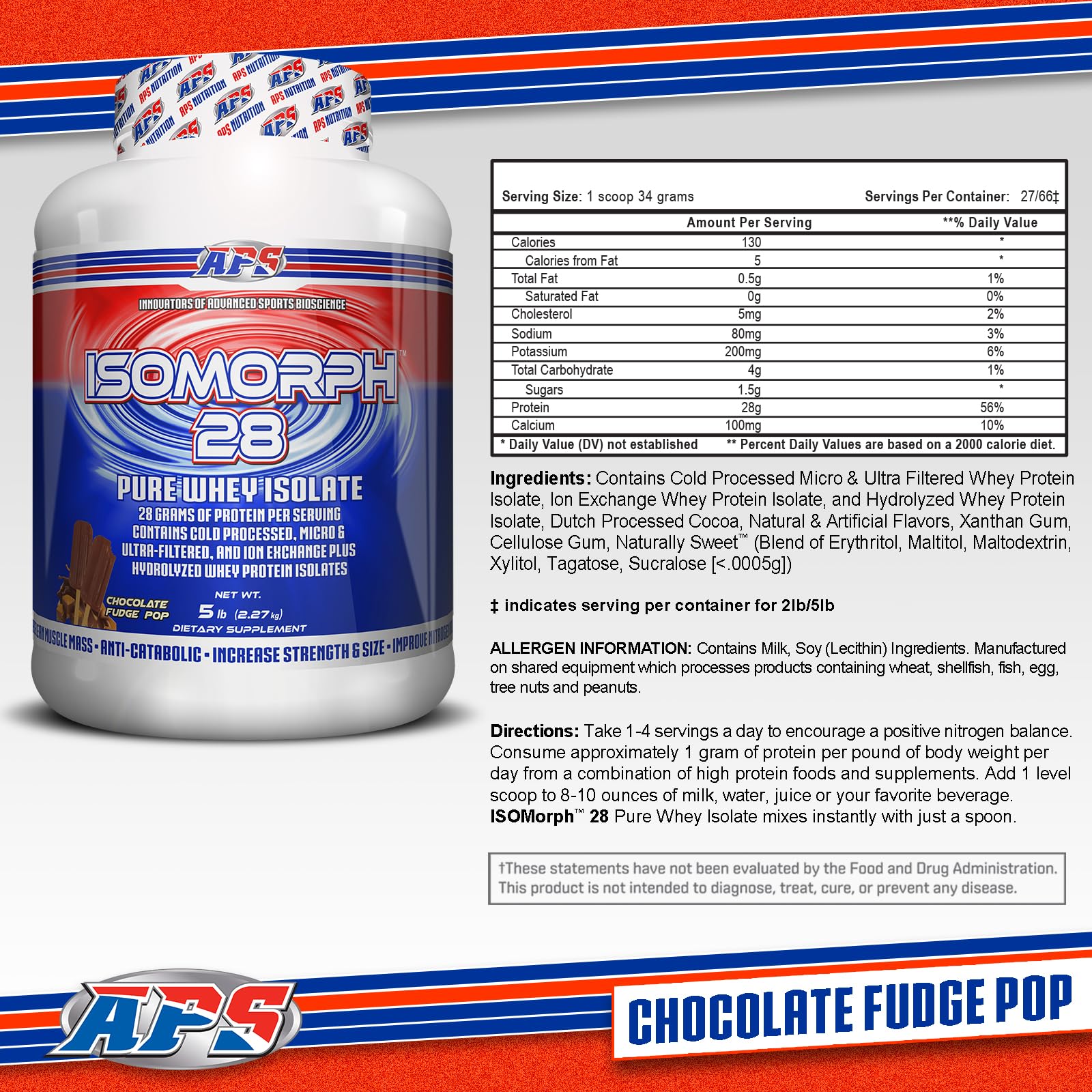 APS Nutrition Isomorph 28, cuillère-doseuse prête, dosage pratique