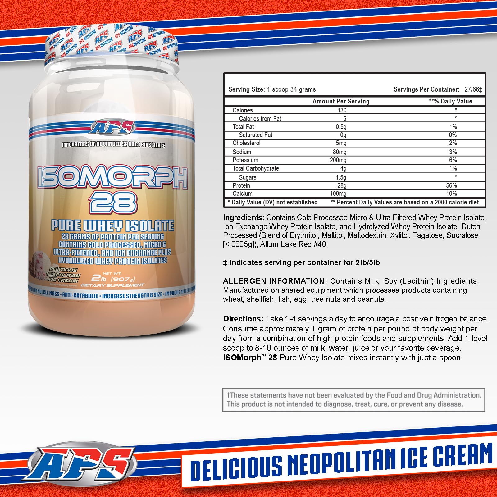 APS Nutrition Isomorph 28 – doseur inclus pour mélanger rapidement après l'entraînement.