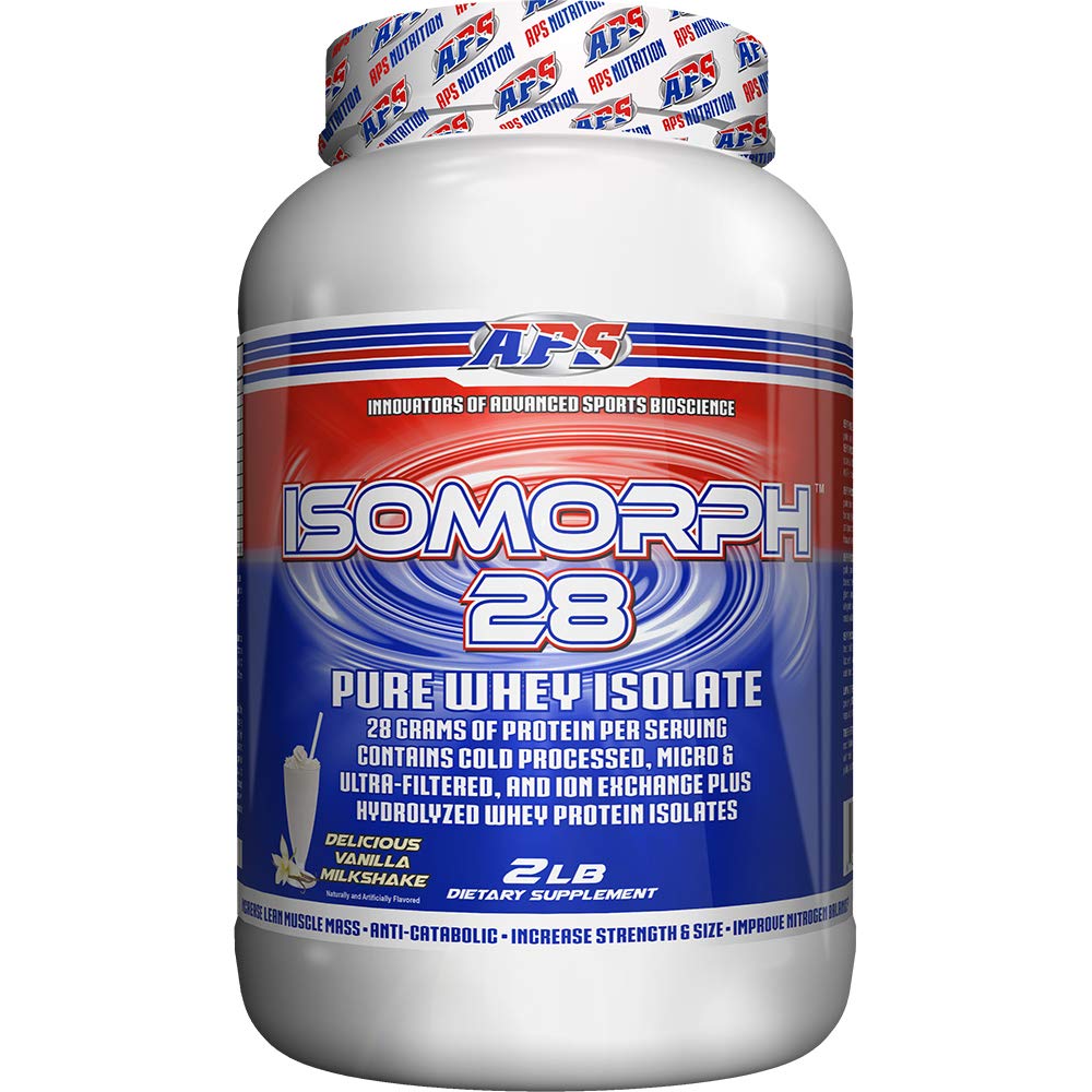 IsoMorph28 bouteille APS Nutrition, protéine vanille pour récupération rapide.