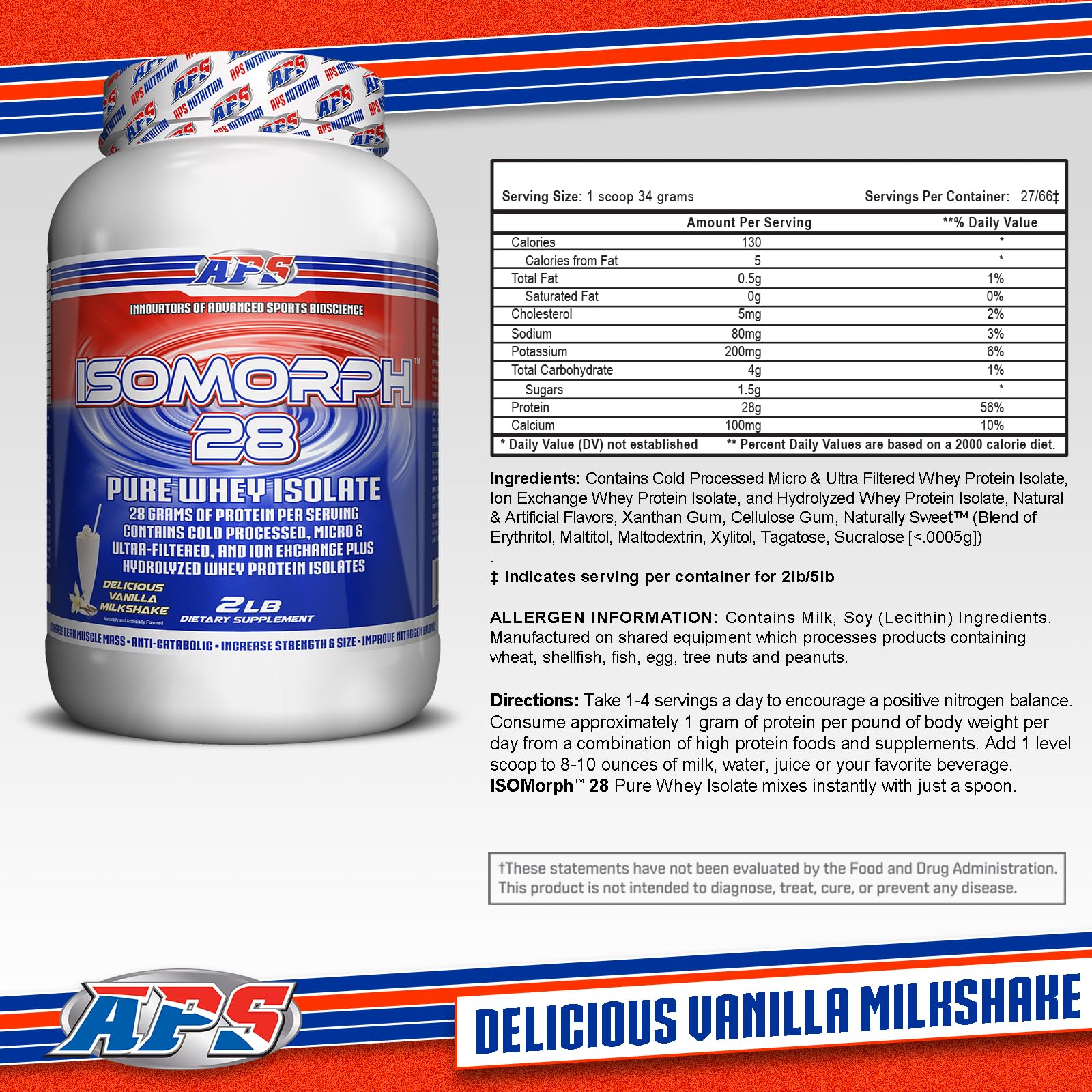 IsoMorph28 doseur APS Nutrition, mesure précise de protéine vanille.
