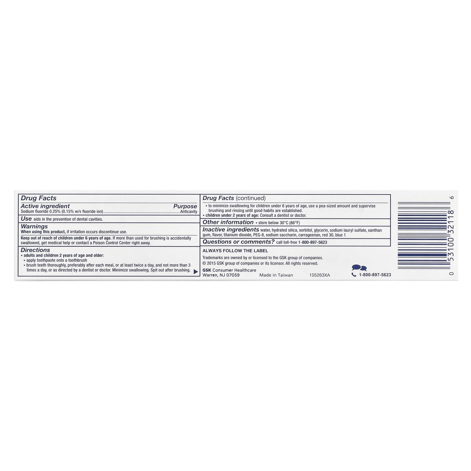 Dentifrice Aquafresh menthe fraîche, nettoyant et haleine durable.