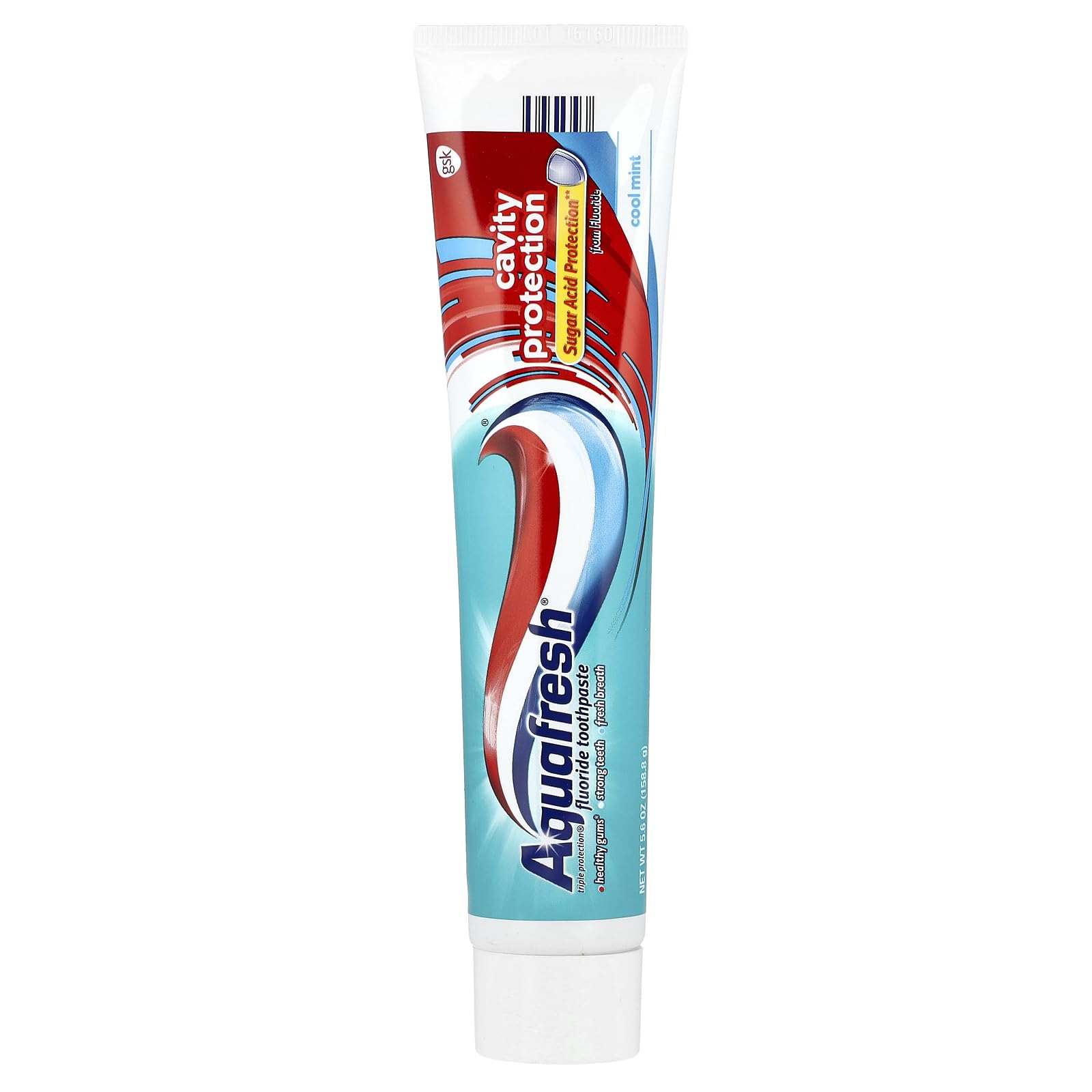Aquafresh Protection Caries en tube menthe, sensation de propreté et fraîcheur.