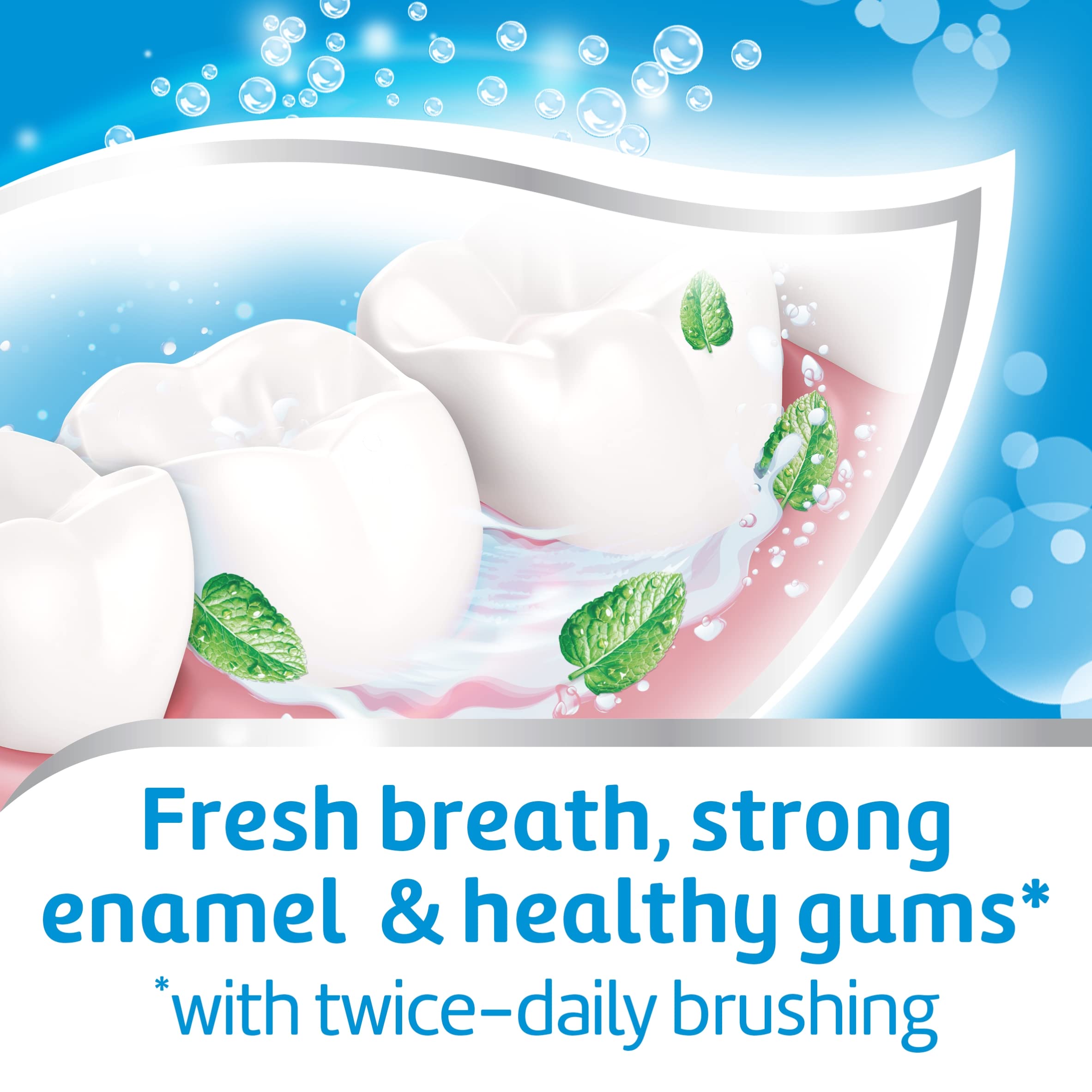 Emballage Aquafresh Triple Protection, visuel clair et lisible.