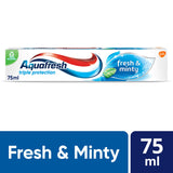 Aquafresh Triple Protection menthe fraîche, gros plan sur le tube.