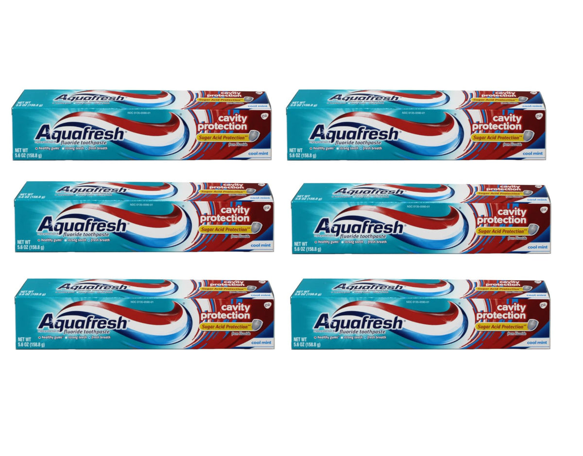 Dentifrice Aquafresh Protection Caries menthe fraîche pour haleine durable.